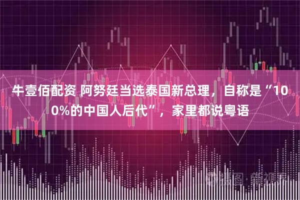 牛壹佰配资 阿努廷当选泰国新总理，自称是“100%的中国人后代”，家里都说粤语