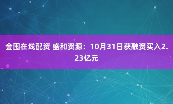 金囤在线配资 盛和资源：10月31日获融资买入2.23亿元
